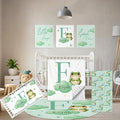 5 Piece Customized Crib Bedding Set for Baby Boys - Custom Name Baby Crib Green Frog Nursery Bedding Set with Soft Blanket, Fitted Sheet, Rug, Personalized Gifts for Toddler, Newborn, Infant