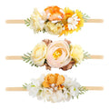 Baby Girl Floral Headbands- 3pcs Nylon Headband Handmade Flower Crown Elastic Hairband Newborn Toddler Hair Accessories Gifts for Girls （1-6 years old）