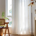 Deeprove White Boho Curtains 120 inch Extra Long for Bohemian Farmhouse Xmas Home Decoration, Semi Blackout Window Treatment, Privacy Embroidery Drape for Bedroom Living Room, 1 Panel W52 x L120