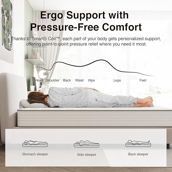 Novilla Full Size Mattress, 8 Inch Full Mattresses in a Box with Smarts™ Coil for Pressure Relief, Medium Plush Foam and Spring Hybrid Colchones with CertiPUR-US Certified for Kids