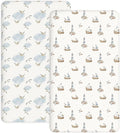 Crib Sheets for Boys and Girls, 2 Pack Fitted Baby Sheets for Standard Toddler Mattress 28" x 52", Soft Breathable Jersey Knit Baby Bedding (Sailing Waves)