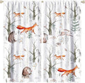 Rustic Forest Window Curtains, Watercolor Woodland Animals Owl Hedgehog Fox Butterfly Forest Squirrel and Bear Blackout Windows Door Curtain for Bedroom Living Room Home Decor 84x84in