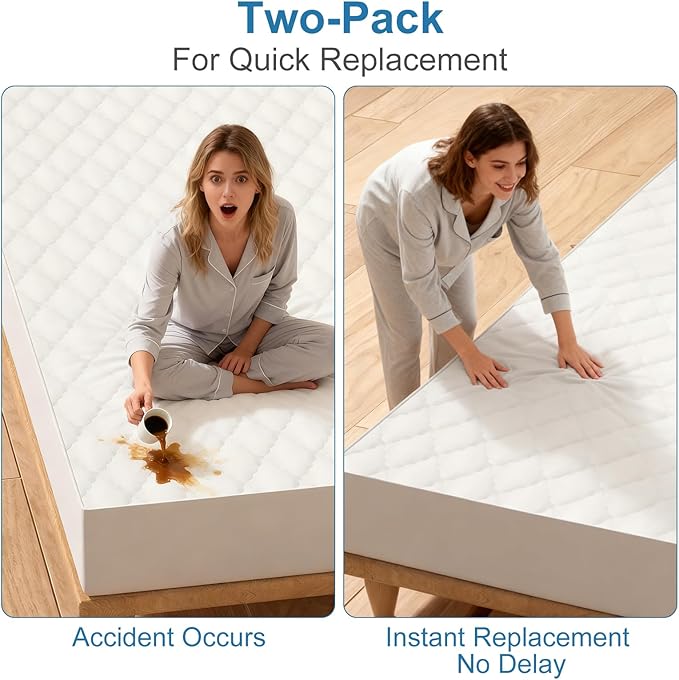 2Pack Waterproof Crib Sheets for Boy, Girl - Cotton 52X28 Fitted Crib Sheets Crib Mattress Protector Sheets,Soft Toddler Bed Sheets,Washable Infant Fitted Baby Bed Sheets (White, 52 * 28inch)