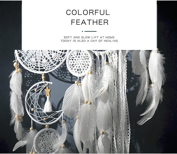 Dream Catcher Wall Decor,Large Boho Dream Catcher with Luxurious Feathers & Beads, Handmade Wall Hanging for Bedroom, Nursery, Living Room, Gift Ready for Girls & Adults (Camel)