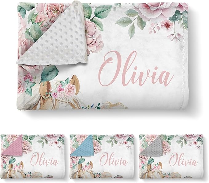 Custom Name Crib Bedding Set, 3 Pcs Personalized Baby Crib Bedding Set, Soft Flower Animals Nursery Crib Sets for Boys Girls, Double Layer Toddler Bedding Set Customized Gifts for Newborn Kids