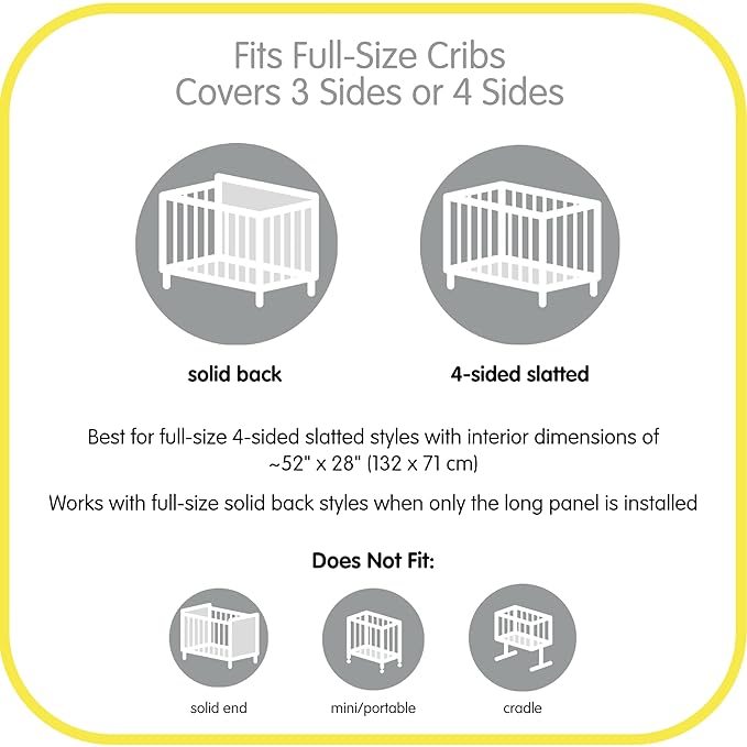 BreathableBaby Breathable Mesh Liner for Full-Size Cribs, Classic 3mm Mesh, Natural Ecru (Size 4FS Covers 3 or 4 Sides)