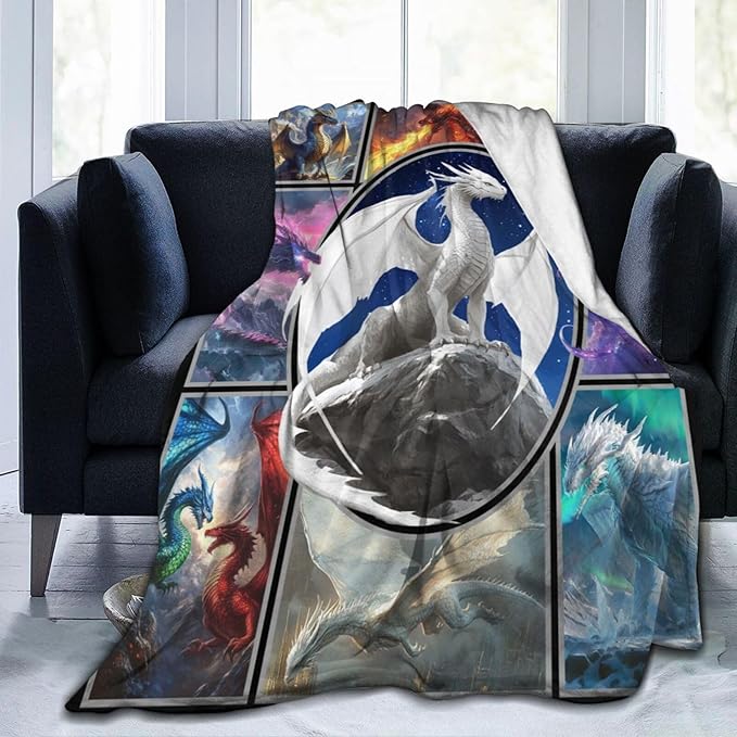 Dragon Blanket Dragon Decor Throw Blanket Super Soft Flannel Lightweight Fluffy Plush Cozy Fuzzy Fleece Gifts Blanket for Kids Boys Girls Women Adults for Bed Sofa 40"X50"