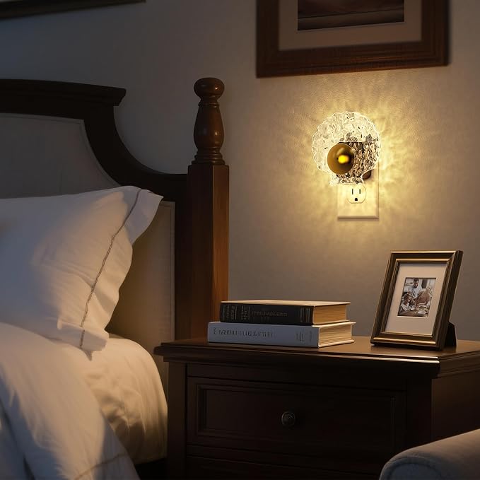 DORESshop LED Night Light, Night Lights Plug into Wall, Dusk-to-Dawn Sensor, 3000K Soft White, 0-100LM Adjustable Brightness, Dimmable Nightlights for Adults, Bathroom, Hallway, Stairway