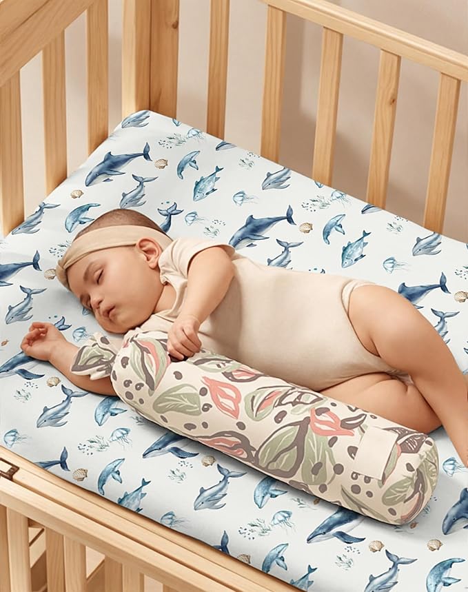 Pack and Play Sheets 2 Pack, Fitted Jersey Knit Mini Crib Sheets for Baby Boys and Girls, Compatible with Graco Pack N Play and Mini Crib Mattress (Aquatic Adventures, Pack N Play/Mini Crib Sheets)