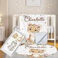 Custom Baby Crib Bedding Set, 3 Pcs Personalized Nursery Bedding Set with Name, Soft Baby Bedding Crib Sets with Blanket - Toddler Crib Sets for Girls Boys, Infant Newborn Gifts, Pink Leopard