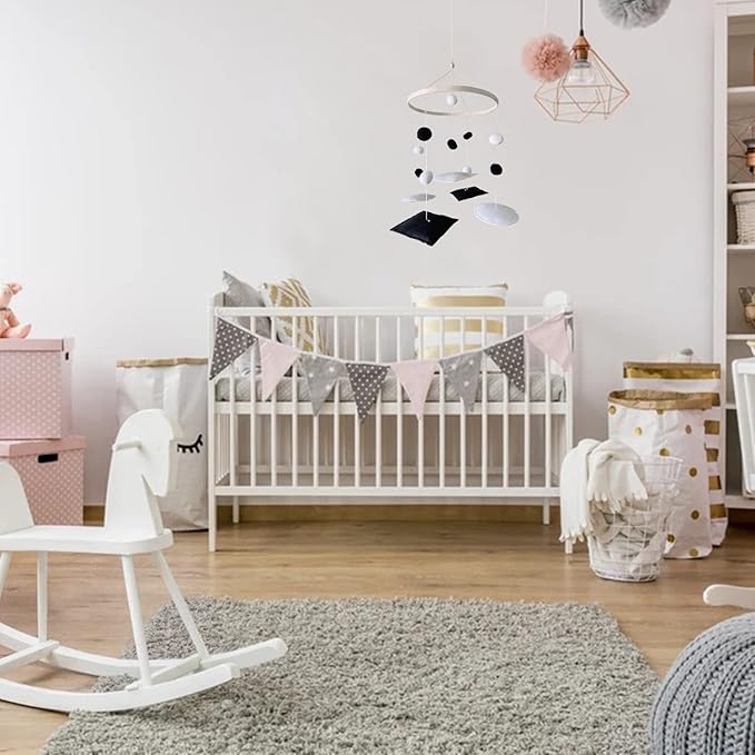 Montessori Mobile, Black and White Mobile for Baby, Woodland Baby Crib Mobile for Boys Girls, Neutral Nursery Mobile High Contrast Mobile for Pack N Play, Nursery Decor Woodland
