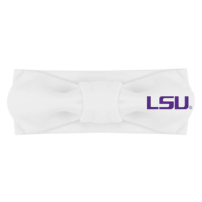 Creative Knitwear LSU Tigers Infant Girls White Solid Hair Knot Headband Embroidered Logo - Size Newborn - 4T
