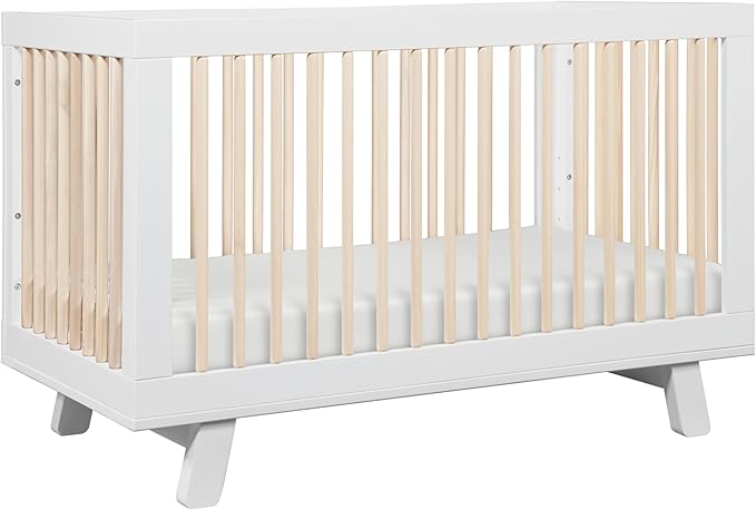Babyletto Hudson 3-in-1 Convertible Baby Crib with Wooden Toddler Bed & Daybed Conversion - Easy to Assemble & GREENGUARD Gold Certified - 4 Adjustable Mattress Heights - White & Washed Natural