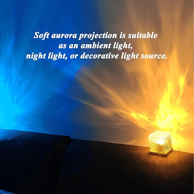 Aurora Borealis Night Light Projector, Aurora Dreamscape Projector, Magical Northern Lights for Your Room, 3/16 Colors Ambient Dynamic Wave Cube Lamp with Remote (3 Colors Plug-in, Wood)
