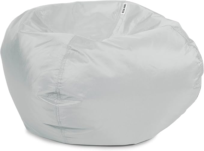 Big Joe Classic Bean Bag Chair for Kids Bedroom and Reading Nook, Easy-Clean Gray, Durable Nylon Polyester Blend, 2 feet Refillable