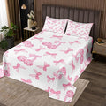 Cartoon Bowknot Kids Bedspread Queen Size,Western Cowgirl Disco Ball Retro Coverlet Set,Girls Women Room Decor,Bow Tie Cute Princess Quilted Coverlet,Pink Romantic Bedding Quilt,2 Pillowcases
