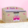 DIBSIES Personalized Creative Wonders Toy Box, Princess, 30 x 19.25 x 18 inches, Soft-Close Lid (Natural)