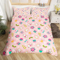 Christmas Kids Bedding Set Cartoon Christmas Tree Snowman Duvet Cover for Boys Children Teens Bedroom Decor Flower Birds Comforter Cover Set Pink New Year Bedspread Cover Queen Size With 2 Pillow Case