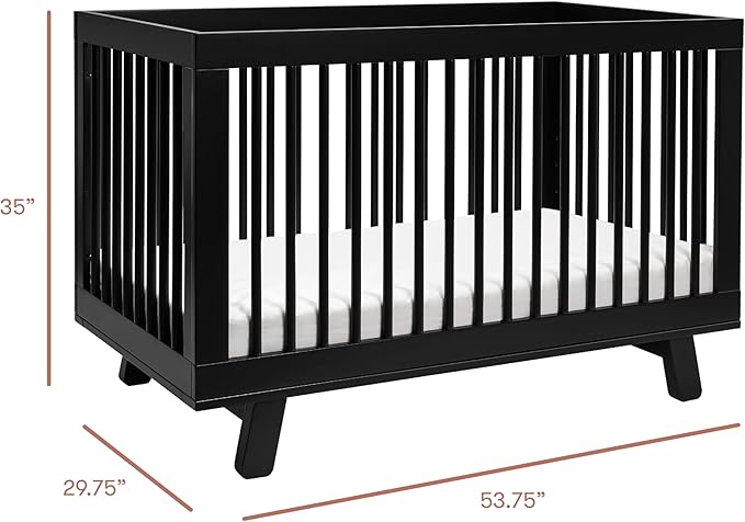 Babyletto Hudson 3-in-1 Convertible Baby Crib - GREENGUARD Gold Certified Convertible Crib to Toddler Bed & Daybed - Wooden Baby Bed with 4 Adjustable Mattress Heights - Easy to Assemble - Black