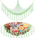 Stuffed Animal Hammock Corner, Hand-knitted Large Plushie Net Toy Hammock with Wooden Rings | Boho Cute Stuff Animal Storage for Nursery & Bedroom | Mesh Kids Toy Organizer Holder Nursery Room Decor