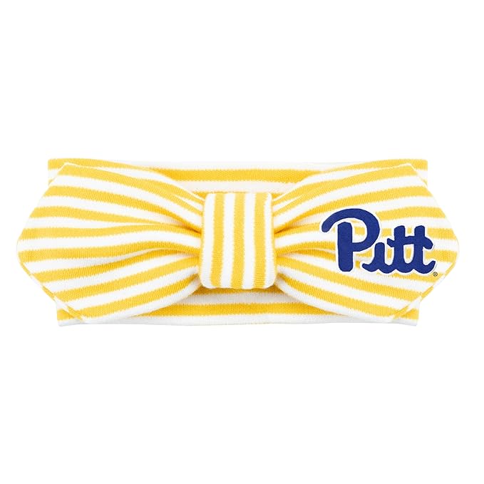 Creative Knitwear Pitt Panthers Infant Girls Gold/White Striped Hair Knot Headband Embroidered Logo - Size Newborn - 4T