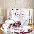 Custom Baby Crib Bedding Set, 3 Pcs Personalized Nursery Bedding Set with Name, Soft Baby Bedding Crib Sets with Blanket - Toddler Crib Sets for Girls Boys, Infant Newborn Gifts, Red Rose