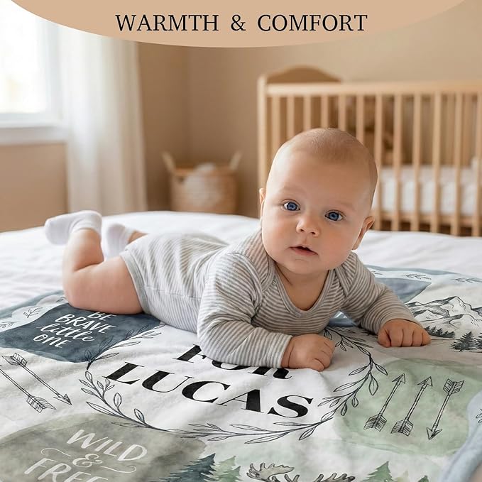 Personalized Baby Blanket- Printed in USA-Custom Baby Blanket with Name for Girls and Boys, Super Soft Plush Fleece, Personalized Christmas Baby Gifts