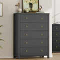 IDEALHOUSE Dresser for Bedroom with 5 Drawers, 45'' Tall Chest of Large Drawers with Large Clothes Storage Cabinet, Wood Bedroom Dresser, TV Stand for Nursery, Living Room, Enterway, Black
