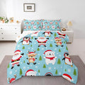 Feelyou Christmas Comforter Set King Size Santa Claus Bedding Set for Kids Boys Girls Penguin Deer Duvet Quilt Xmas Snowflake Tree Bedroom Decor Microfiber 3 Pcs with 2 Pillow Cases