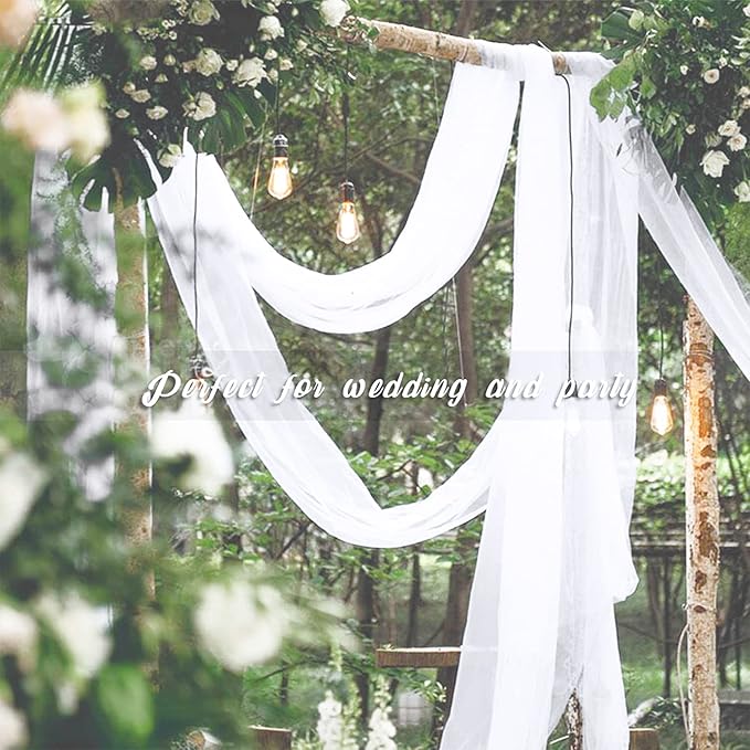 NICETOWN Sheer Valances for Windows 216 inch Length, White Window Scarf Drapes Versatile Wedding Arch Draping Canopy Curtains for Bed/Big Events, 30 inch Width, Sold by 2 PCs