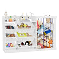 NACHES Kids Toy Organizer and 4-Tier Montessori Bookshelf with 6 Bins, 3-in-1 Toy Shelves and Stuffed Animal Storage for Playroom, Nursery, Baby Room (White)