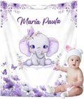 Personalized Baby Blanket with Name, Custom Baby Blanket for Kids Soft Flanne Blankets in Easter Personalized Baby Gifts for Infant Newborn Shower (Purple)