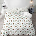 LUVIVIHOME 2PCS Gingerbread Man Duvet Cover Twin Bedding Sets, White Duvet Cover, Teens Boys Girls Kids Bedding, Green Plant Pine Picks Leaves Winter Holiday Christmas Comforter Cover, 1 Pillow Sham