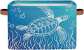 Ocean Turtle Storage Basket for Shelves, Storage Bins with Handles, Collapsible Basket for Organizing, Closet Toy Baskets for Nursery Room, 15x11x9.5 in, Canvas, Sea Tortoise