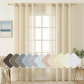 MIULEE 2-Panel 96 Inch Natural Light Beige Linen Semi-Sheer Window Curtains - Elegant Solid Drapes with Grommet Top for Bedroom & Living Room (52" W x 96" L)