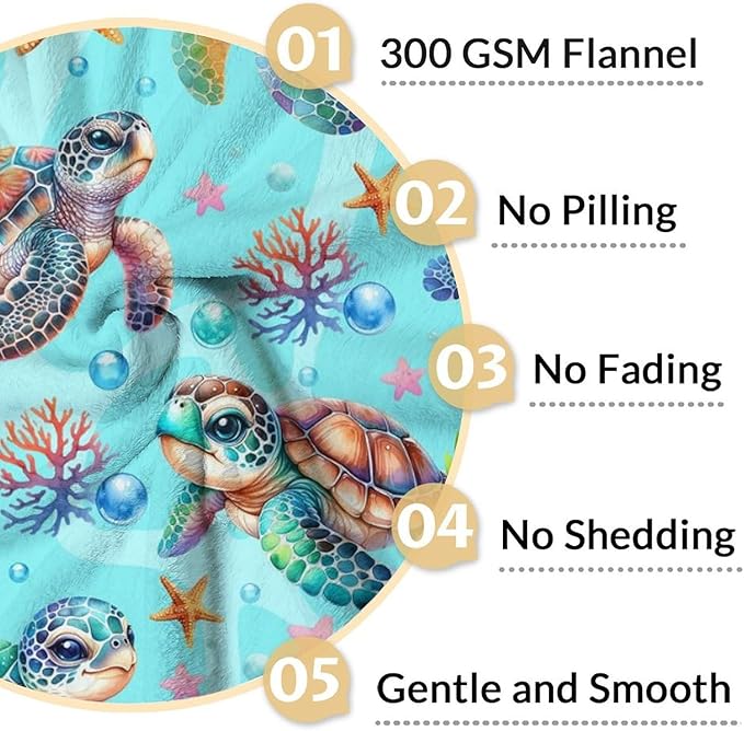 Turtle Gifts for Girls - 40" x 50" Inches Cute Turtle Throw Blanket for Boys Kids - Green Soft Fuzzy Blankets for Sofa, Crib & Bed