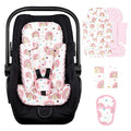 Infant Car Seat Insert with 3 Strap Covers, 3 in 1 Reversible Rainbow Baby Car Seat Head Support for Newborn, Baby Girl Newborn Essentials for Preemie to Infant, Stroller, Swing, Bouncer (Pink)
