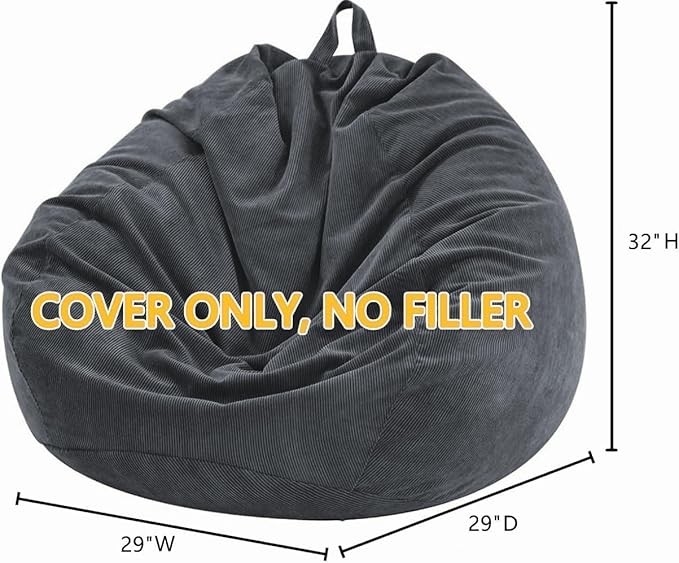 Nobildonna Bean Bag Chair Cover (No Filler) for Kids and Adults,Beanbag Stuffed Animal Storage Without Filling Plush Toys Holder and Organizer Soft Premium Corduroy 200L