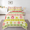 Erosebridal Merry Christmas Comforter Set Kids Twin Size Xmas Tree Decor Quilts Snowflake Bedding Set Cute Colourful Bear Duvet Insert with 1 Pillow Case