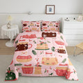 Feelyou Christmas Bedding Set for Kids Boys Girls Full Size Cake Pattern Printed Comforter Set Ultra Soft Winter Christmas Comforter Dessert Duvet Quilt Bedroom Decor Christmas Decor Quilt