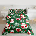 jejeloiu Merry Christmas Comforter Set Queen Size Xmas Santa Claus Bedding Set for Kids Boys Girls Cute Snowman Duvet Quilt Green Bedroom Decor