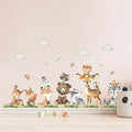 Tanlaby Jungle Animals Wall Stickers Forest Animal Wall Decals Cute Fox Bear Giraffe Self-Adhesive Mural Removable Wall Art Sticker for Baby Nursery Kids Bedroom Playroom Daycare Classroom Decor