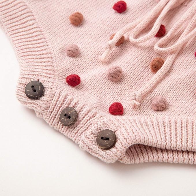 Simplee kids Baby Girl Knit Romper Fall Sleeveless Pompoms Rompers Newborn Little Girl Overall Jumpsuit Outfits