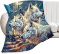 Tijuboni American Wolf Throw Blanket Wolf Gifts for Girls Boys Women Men Kids Adults Soft Flannel Fleece Blanket for Couch Sofa Bed Home Decor 50"x60"