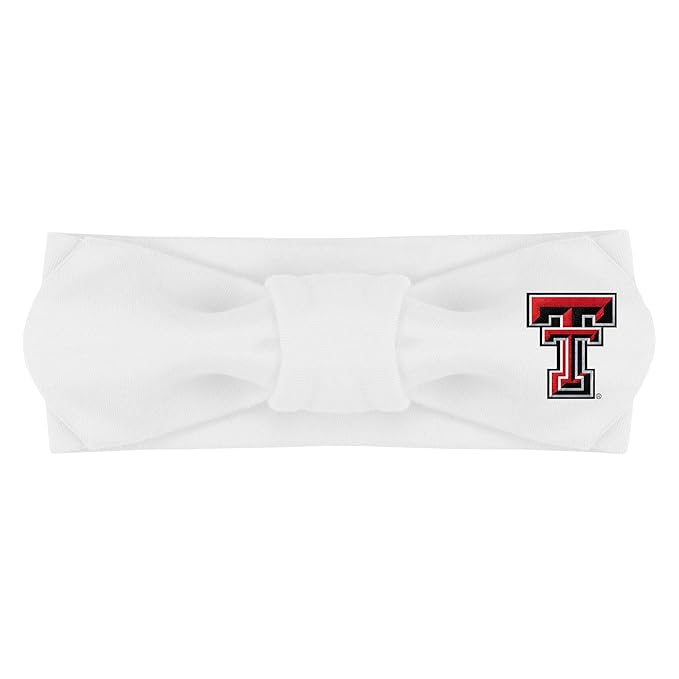Creative Knitwear Texas Tech Red Raiders Infant Girls White Solid Hair Knot Headband Embroidered Logo - Size Newborn - 4T