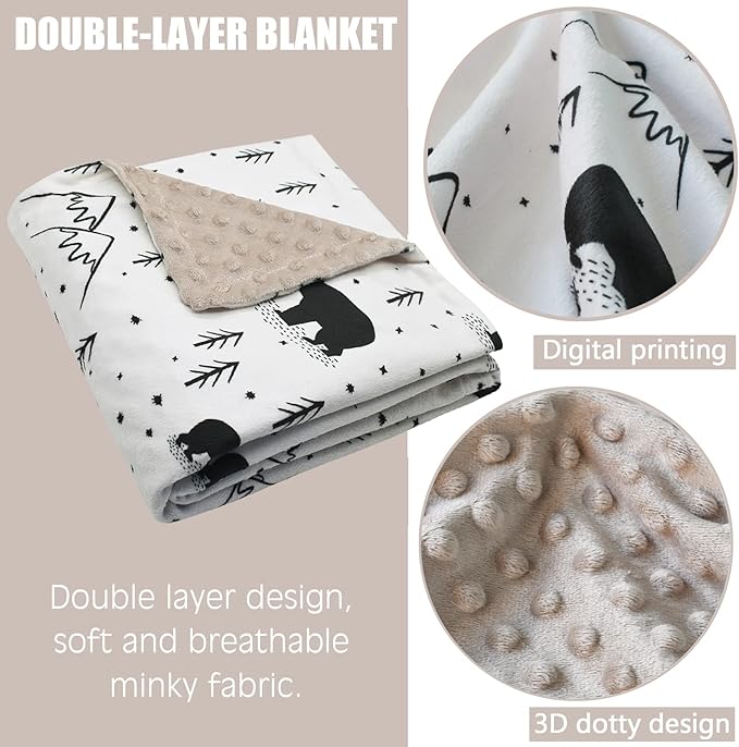 Baby Blankets for Boys Girls Soft Minky Blanket for Newborn Infant Toddler Used for Crib Stroller Nursery (Bear)