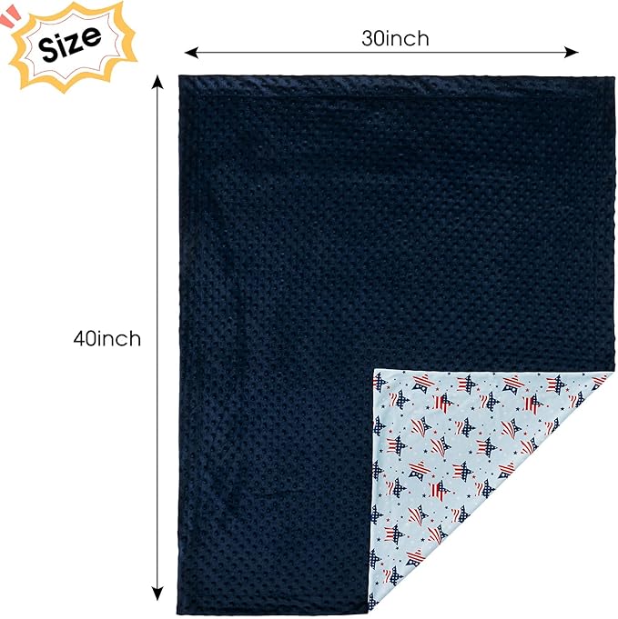 david's kids Micro Fleece Minky Baby Blanket for Boys Girls with Double Layer and Soothing Raised Dots, Breathable and Soft Lightweight Receiving Blanket for Newborns, 30x40 Inches, Flag