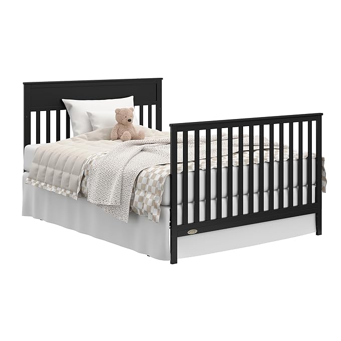 Graco Shiloh 5-in-1 Convertible Crib & Changer with Drawer (Black) – GREENGUARD Gold Certified Baby Crib Crafted from Wood, Converts to Toddler Bed, Daybed, and Full-Size Bed