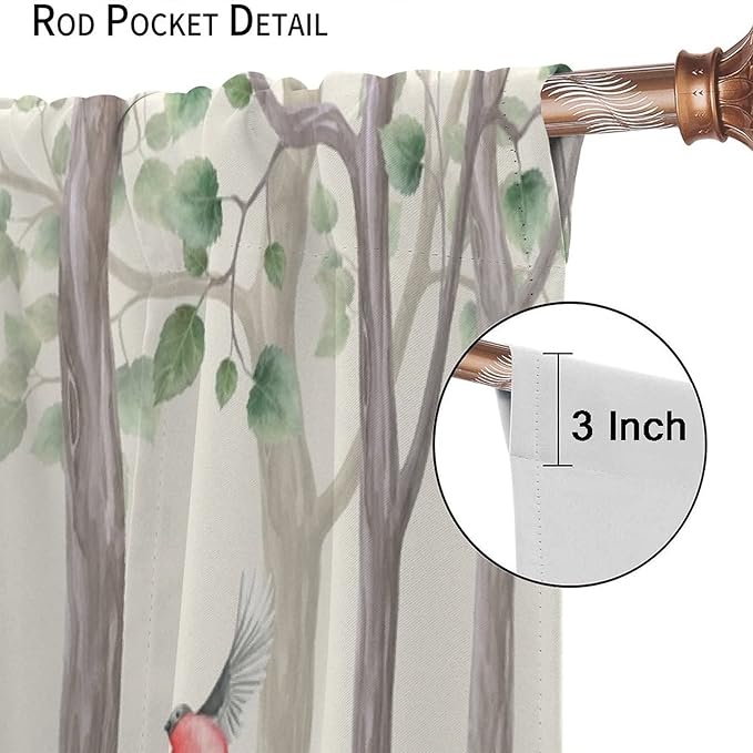 Forest Animal Curtains,Fox Elk Bird Animal Watercolor Woodland Print Curtains Kids Nursery Bedroom Living Room Home Decoration 42x54 Inch