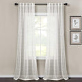 Lush Decor Farmhouse Textured Back Tab/Rod Pocket Sheer Window Curtain Panel Pair, 38"W x 84"L, White